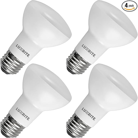 LUXRITE BR20 LED Bulb, 45W Equivalent, 4000K Cool White, Dimmable, 460 Lumens, R20 LED Flood Light Bulb 6.5W, Energy Star, Damp Rated, E26 Base, Perfect for Recessed and Track Lighting (4 Pack)