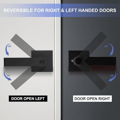 Privacy Door Levers, Matte Black Door Handles Heavy Duty Bed and Bath Door Locks Interior Keyless Locksets, Reversible for Left Right Handed Doors, 7 Pack