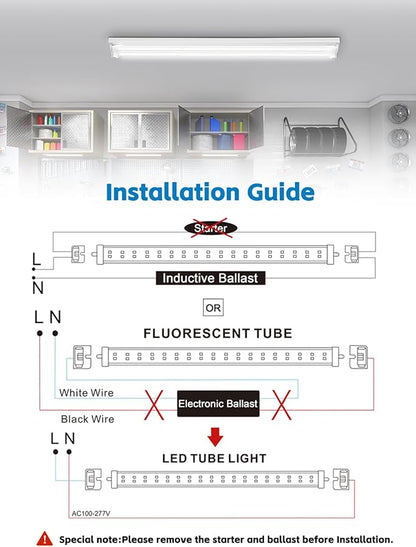 8FT LED Bulbs, Super Bright 72W 9000lm 5000K, T8 T10 T12 LED Tube Lights, FA8 Single Pin T8 LED Lights, Clear Cover, 8 Foot LED Bulbs to Replace Fluorescent Light Bulbs (Pack of 6)