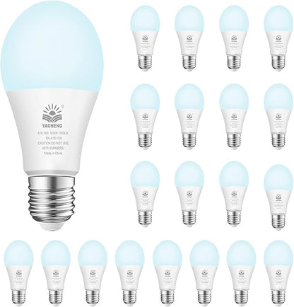 A19 LED Light Bulb, 100 Watt Equivalent LED Bulbs, 5000K Daylight White, 1500 Lumens, Standard E26 Base, Non-Dimmable 15W Super Bright Light Bulbs for Home, Office Lamp, ETL Listed(20-Pack)