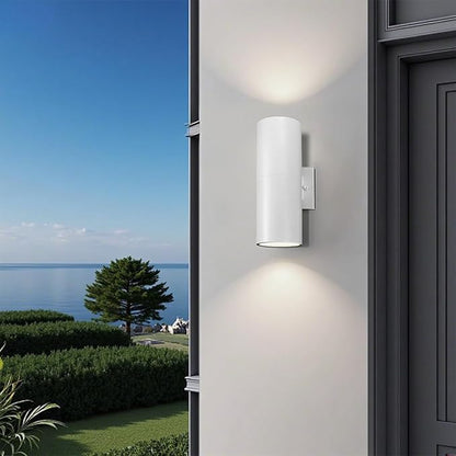 Modern Outdoor Wall Lights,Stainless Steel, 23W 3000K Integrated LED Cylinder Up Down Wall Sconce Porch Lighting IP65 Waterproof Patio Wall Light Fixture for House Porch Entryway