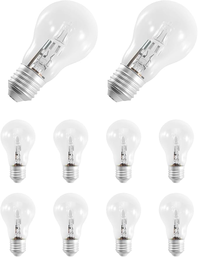 A55 E27 Halogen Bulb 10 Pack 220V 2700K 96 * 55mm 100W Clear Glass Lamps Fit for Use in Home or Shops and Offices