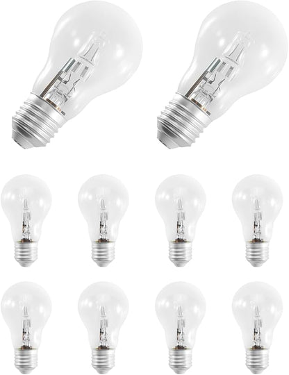 A55 E27 Halogen Bulb 10 Pack 220V 2700K 96 * 55mm 100W Clear Glass Lamps Fit for Use in Home or Shops and Offices
