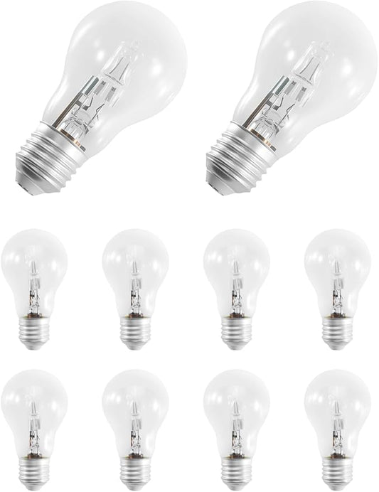 A55 E27 Halogen Bulb 10 Pack 220V 2700K 96 * 55mm 100W Clear Glass Lamps Fit for Use in Home or Shops and Offices