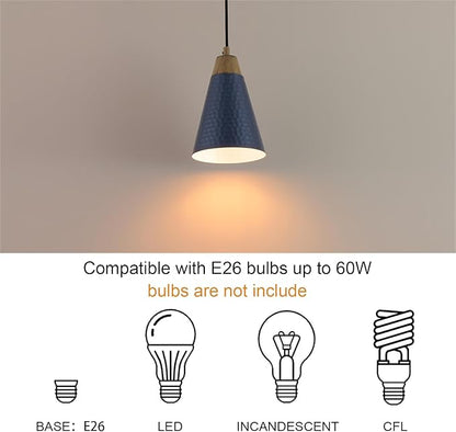 Dijiahua Blue Kitchen Pendant Lighting Over Island 3 Pack,Small Modern Farmhouse Chandeliers Navy Hammered Metal Shade,Mini Vintage Adjustable Cord Hanging Ceiling Lamp Fixtures Over Sink