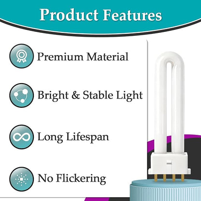 8 Pcs FLS/E9W 6400K Camping Lantern Bulb, Suitable for Coleman Lantern, Rayovac F9w-1, F9W-2, Satco S8365, Kandolite 96500, CFSE/841, CFDS/E/841 and Ozark Trail, 4 Pin 2G7 Base, Bright & Stable Light