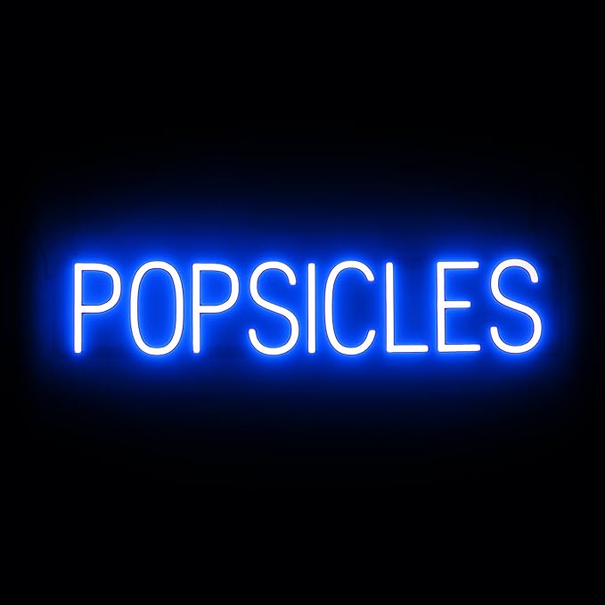 SpellBrite POPSICLES Sign | Treat-Related Sign with Neon Look, Blue LED Light Source | 31.6" x 6.3"