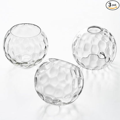 3 Pack Fixture Replacement Globe Shade, 6 Inch Diameter, E26 Base 1-5/8 Inch Fitter, Glass Globe Lampshade Cover for Pendant Wall Sconce Chandelier Vanity Light (3 Pack 6 Inch Clear Hammered Glass)