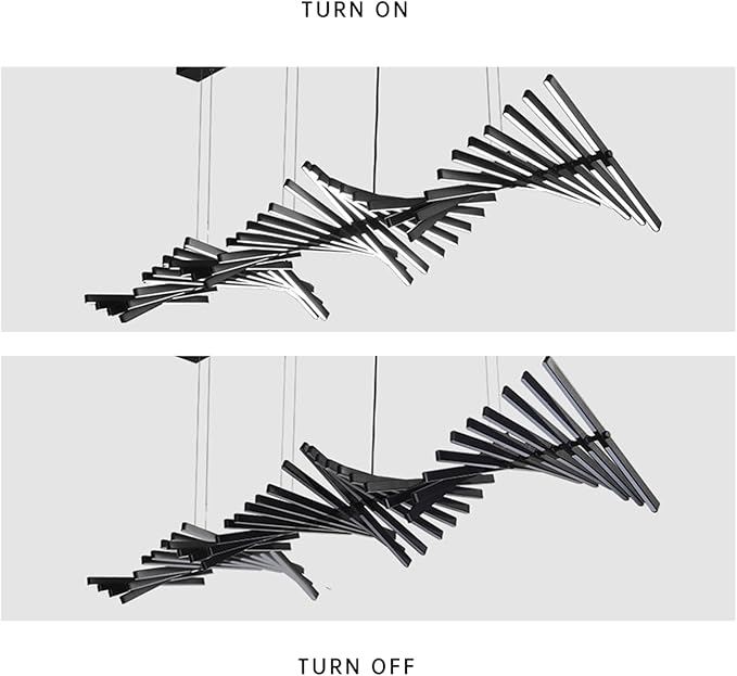 JAYMP Designer Chandelier Modern Dimmable LED Pendant Light, Adjustable Strip Light Bar, Remote Control Kitchen Island Dining Room Hanging Lamp, Matte Black 40lights