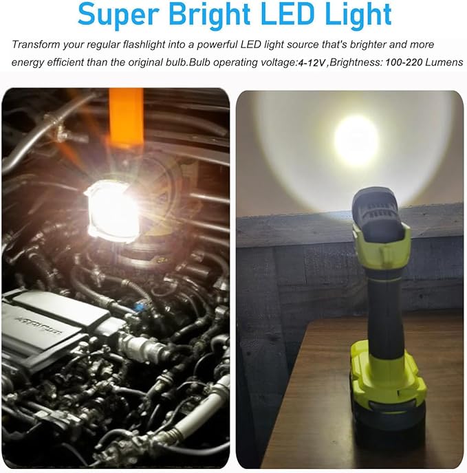 4-12V P13.5S LED Flashlight Bulb Replacement for 4 5 6 Cell Torch Lantern Vintage Cycle Bike LAMP Moped Light U.S. Army &Military MX-993/U & TL-122 KPR113 K13 K15 Work Light Maglit Bulbs,2Pcs