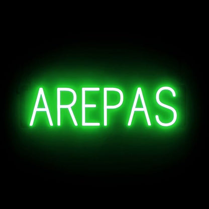 SpellBrite AREPAS Sign | Restaurant-Related Sign with Neon Look, Green LED Light | 24.4" x 6.3"