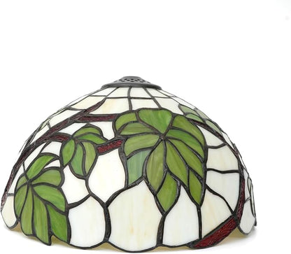Tiffany Lamp Shade Replacement, 12 Inches Grape Leaves Stained Glass Vintage Handmade Cute Decor Ceiling Light Shade for Table Lamp Pendant Light