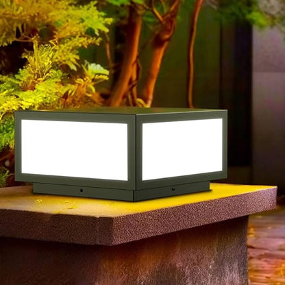 Outdoor Modern Post Light, LED Fence Deck Cap Light High Voltage Wired Lantern Column Lamp for Flat Surface Patio Garden Decoration with IP54 (Hardwiring, 24X24IN)