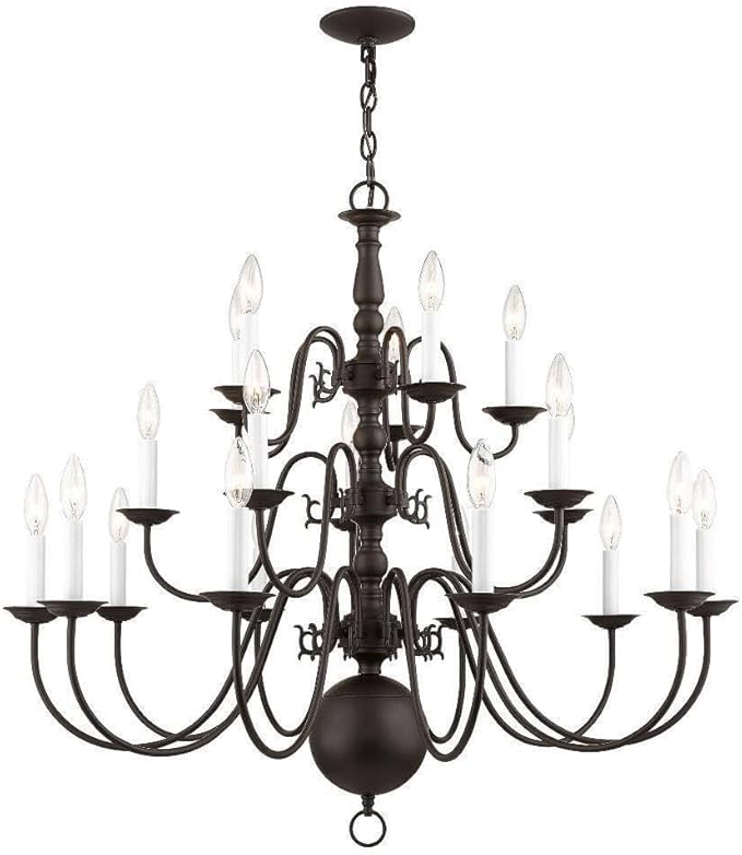 Livex Lighting 5019-07 Williamsburgh 20-Light Chandelier, Bronze, 33.0" x 1.0" x 33.0"