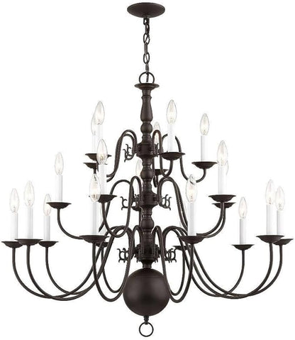Livex Lighting 5019-07 Williamsburgh 20-Light Chandelier, Bronze, 33.0" x 1.0" x 33.0"