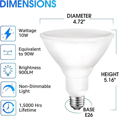 Energetic PAR38 Outdoor LED Flood Light Bulb, 3000K Warm White, 90 Watt Equivalent, Wet Rated, 900LM, E26 Base, Non-Dimmable, 6 Pack