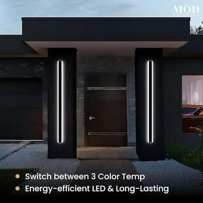 𝗠𝗢𝗗 𝗟𝗜𝗚𝗛𝗧𝗜𝗡𝗚 Haylen | Waterproof Outdoor Wall Light, LED Dimmable with Remote 3000K-6000K, Long Outdoor Porch Lights, Wired Lighting Fixture, Patio Exterior Wall Sconce, 1-Pack (Black, 67")