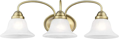 Livex Lighting 1533-01 Edgemont 3 Light Vanity Antique Brass with White Alabaster Glass