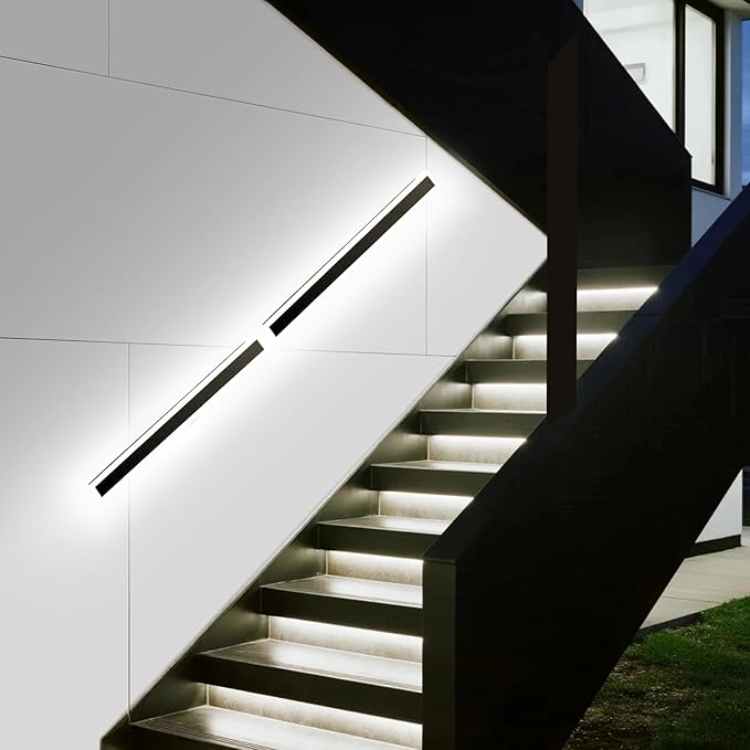 VEVOR Outdoor Wall Lights, 2 Pack, 47.2 Inch Long Strip Modern Exterior Wall Sconce Light Fixtures, 2700K-6000K, IP65 Waterproof Anti-Rust, Dimmable Outside Wall Mount Lighting, for House Porch Garage