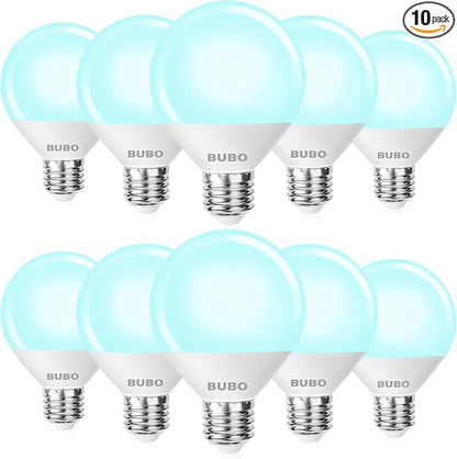 BUBO Vanity Light Bulbs 60 Watt Equivalent, Bathroom Light Bulbs Daylight White 5000K, G25 Globe Round Bulb 800 Lumens, E26 Medium Base, 7W, Non-Dimmable, 10 Pack