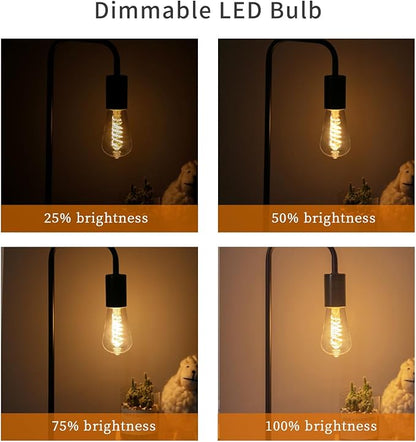 4 PCS Dimmable Vintage LED Edison Bulbs, 6W Equivalent 60 Watt, Warm White 2700K, Antique Flexible Spiral LED Filament Light Bulb, ST58 (ST19), 600 Lumens, E26 Base, Clear Plastic