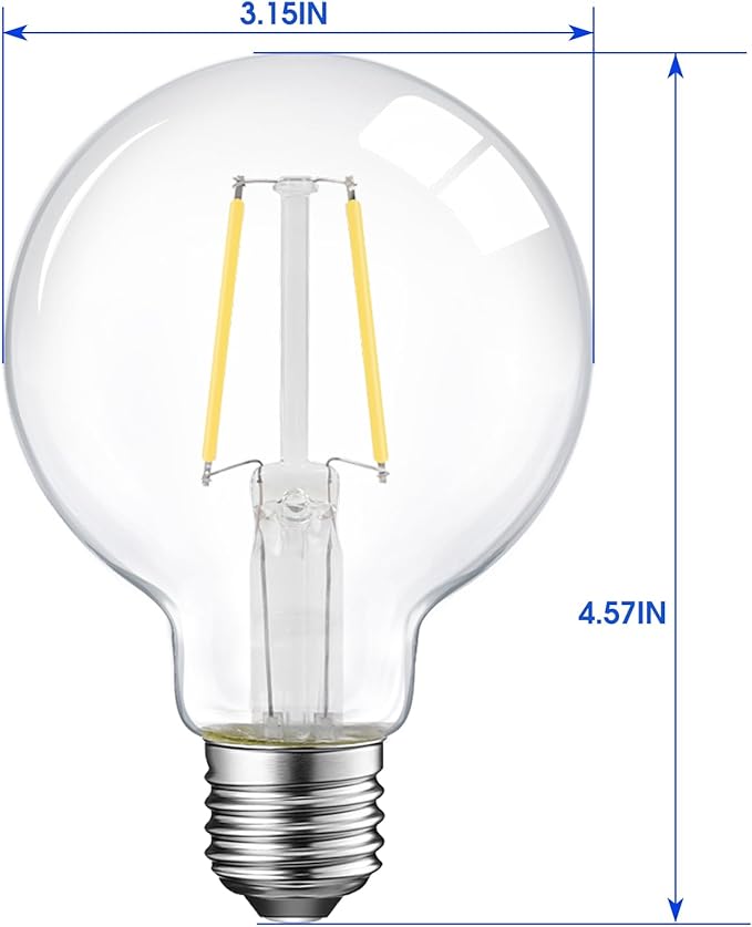 ENERGETIC SMARTER LIGHTING Dimmable LED Edison Light Bulb, G25 (G80) 500LM Globe Bulb, 60W Equivalent, 4000K Cool White, Christmas Light, E26 Standard Base, ETL Listed, 6-Pack