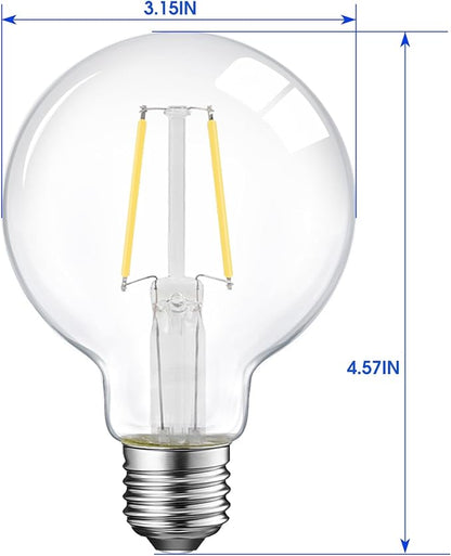 ENERGETIC SMARTER LIGHTING Dimmable LED Edison Light Bulb, G25 (G80) 500LM Globe Bulb, 60W Equivalent, 4000K Cool White, Christmas Light, E26 Standard Base, ETL Listed, 6-Pack