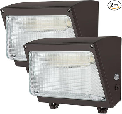 120W LED Wall Pack Light, 120W/100W/80W Switchable, 3000K/4000K/5000K Adjustable, 15600lm 120-277V IP65 0-10V Dimmable, Dusk-to-Dawn Outdoor Lighting Fixture, Exterior Wall Light, ETL 2-Pack