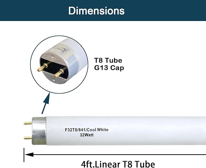 F32T8/841 T8 32W 48inch Fluorescent Light Bulb,4100K Cool White,Compatible for Philips 281550,LUXRITE,Sylvania 21781,Sunlite,Satco,G13 Medium Bi-Pin Base,(10PACK)