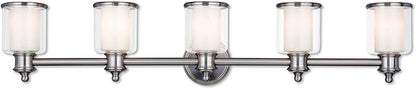Livex Lighting 40215-91 Transitional Five Light Bath Vanity from Middlebush Collection in Pwt, Nckl, B/S, Slvr. Finish, Brushed Nickel