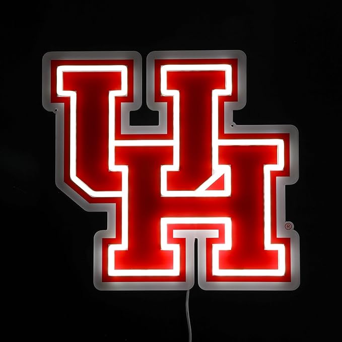 Saturday Neon Officially Licensed NCAA Houston Cougars LED Neon Light Up Sign, 15" x 14.77" - Perfect for Fans and Alumni