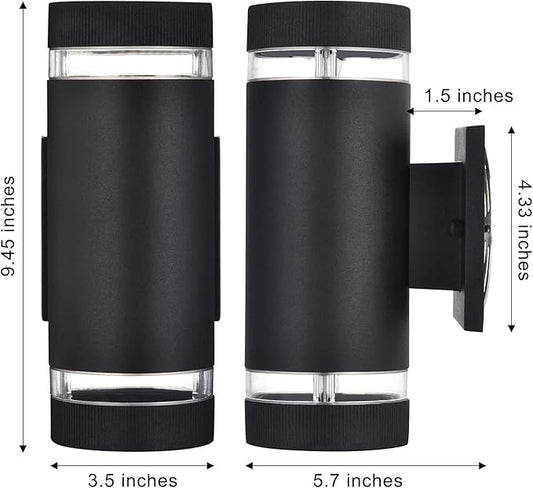 Outdoor Wall Sconce Exterior Lighting Fixture - ETL Listed,Aluminum Waterproof Wall Mount Cylinder Design - Up Down Light Fixture for Porch, Garage and Patio