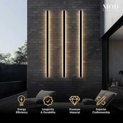 𝗠𝗢𝗗 𝗟𝗜𝗚𝗛𝗧𝗜𝗡𝗚 Haylen | Waterproof Outdoor Wall Light, LED Dimmable with Remote 3000K-6000K, Long Outdoor Porch Lights, Wired Lighting Fixture, Patio Exterior Wall Sconce, 2-Pack (Black, 67")