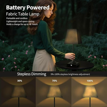 Rechargeable LED Table Lamps with Stepless Touch Control,Black Cordless Lamp for Living Room&Bedside&Patio&Shower,Small Desk Lamp(6000mAH Battery),1 Pack for Home Decor,Best Gifts for Family