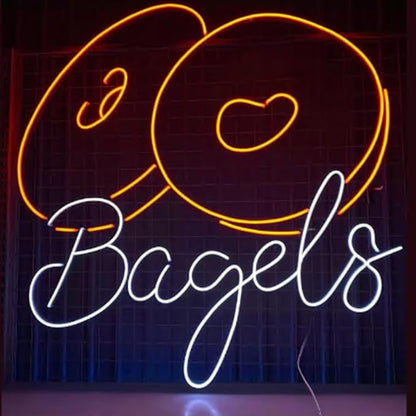 Bagels Neon Sign, 20inches Opening Bagel Shop Led Sign, Bagel Store Wall Decor, Bagel Bread Shop Wall Art, Bagel Lover Gifts