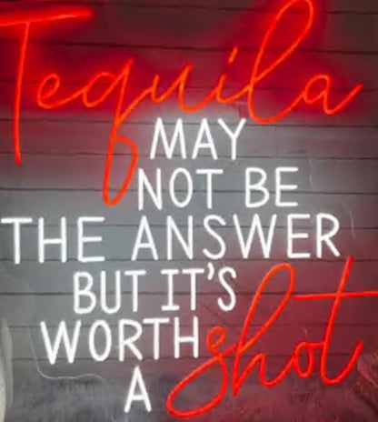 They Don't Love Me Tequila Does Neon Sign, Custom Bar Neon Light Home Bar Cocktail Wall Decor Quote Tequila Alcohol Sign, Tequila Lover Gift Size:20x20inch