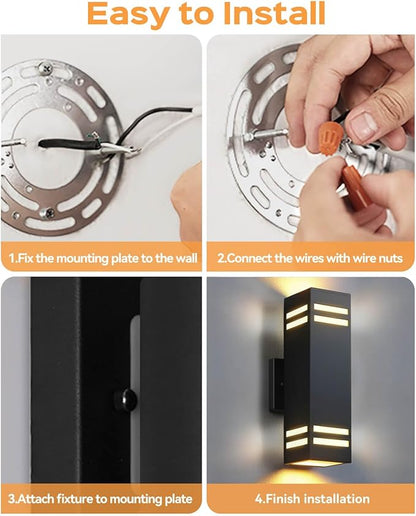 SHIMR Dusk to Dawn Outdoor Light Fixture, Modern Outdoor Wall Lights with LED Bulbs Includes, Aluminum Anti-Rust Sconce Up and Down Outside Lights for House Porch Garage Patio [ETL Listed]