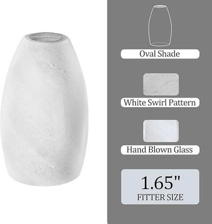 White Swirl Art Glass Pendant Lamp Shade Glass chandeliers Cover Mini Oval Light Shade Replacement Shade Only Light Fixtures for Kitchen Island pendant light 1-Pack 4.72"