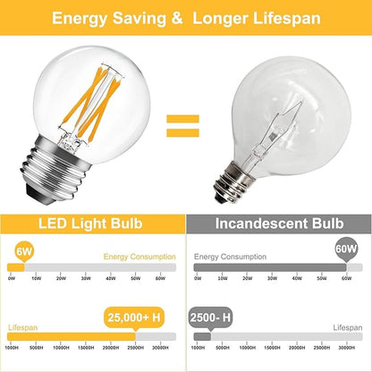 BRIMAX 10 Pack G16.5 Light Bulbs Dimmable,Small LED Globe Bulbs,E26 Base 6W Equal 60 Watt 580lm, 2700K Warm White,AC120V,Flicker Free for Ceiling Fans Chandelier