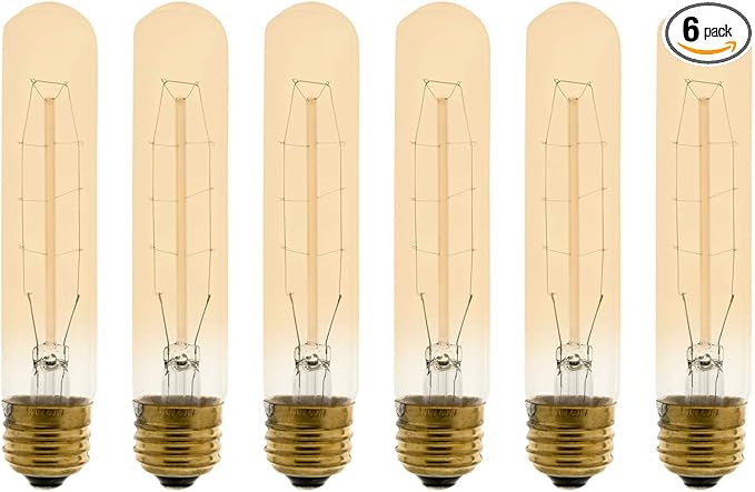 Xtricity T9 Vintage Incandescent Filament Bulb, Radio Tube, Edison Style, 60W, 200 Lumens, E26 Medium Base, Dimmable (6 Pack)