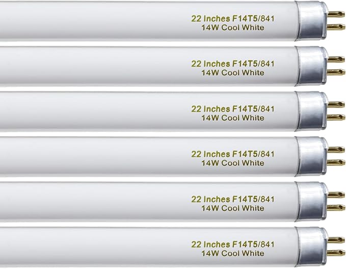 amgolibi T5 14W 4100K Fluorescent Tube, 22 Inches F14T5/841 Straight Fluorescent Bulb, F14T5/CW Fluorescent Lamp for Counter and Cabinet Fixture, Cool White 1250 Lumen G5 Base