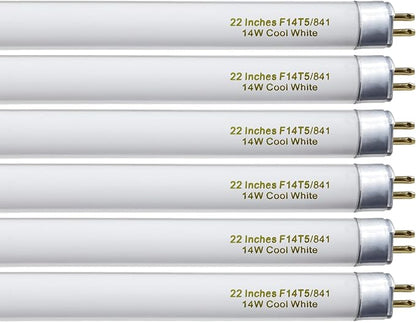 amgolibi T5 14W 4100K Fluorescent Tube, 22 Inches F14T5/841 Straight Fluorescent Bulb, F14T5/CW Fluorescent Lamp for Counter and Cabinet Fixture, Cool White 1250 Lumen G5 Base