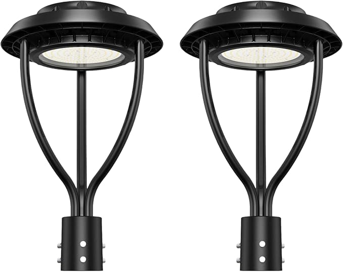 2Pack LED Post Top Light 100W 80W 60W Adjustable with Dusk to Dawn Photocell,15000LM 5000K Outdoor Pole Lights, IP65 Waterproof Outdoor Post Light Fixtures for Garden Yard ETL DLC Listed