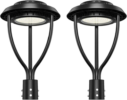 2Pack LED Post Top Light 100W 80W 60W Adjustable with Dusk to Dawn Photocell,15000LM 5000K Outdoor Pole Lights, IP65 Waterproof Outdoor Post Light Fixtures for Garden Yard ETL DLC Listed