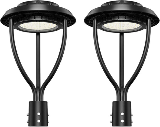 2Pack LED Post Top Light 100W 80W 60W Adjustable with Dusk to Dawn Photocell,15000LM 5000K Outdoor Pole Lights, IP65 Waterproof Outdoor Post Light Fixtures for Garden Yard ETL DLC Listed
