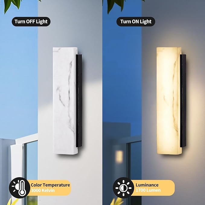 Outdoor Wall Sconce, Waterproof Porch Wall Lighting, Modern Outdoor Wall Lights with Acrylic Lampshade, 31W Dimmable LED Exterior Lights for House Garage Patio Front Door Entryway, 3000K