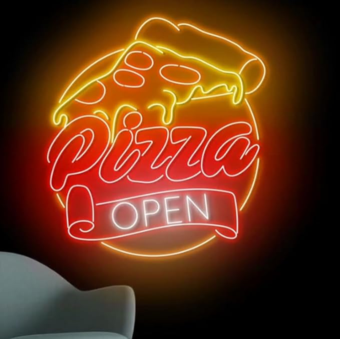 Open Pizza Neon Sign, 23inches Pizza Open Led Neon Light, Food Store Wall Art, Pizza Restaurant Wall Decor
