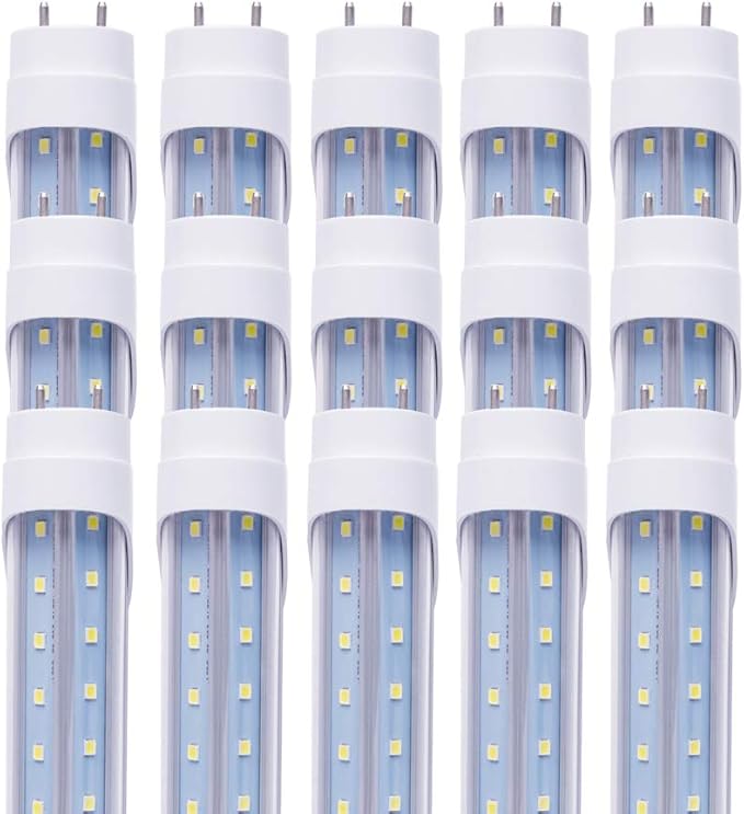 5FT T8 LED Tube Light Bulb 48W 6000K Cool White G13 Bi-Pin Dual Row LEDs T8 T10 T12 Fluorescent Replacement Ballast Bypass,Double Ended Power 5 Foot Shop Lights (15 Pack)