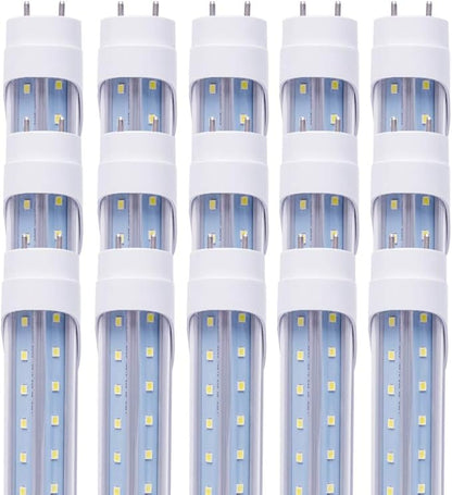 5FT T8 LED Tube Light Bulb 48W 6000K Cool White G13 Bi-Pin Dual Row LEDs T8 T10 T12 Fluorescent Replacement Ballast Bypass,Double Ended Power 5 Foot Shop Lights (15 Pack)
