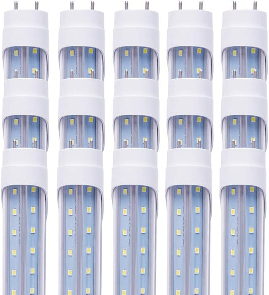 5FT T8 LED Tube Light Bulb 48W 6000K Cool White G13 Bi-Pin Dual Row LEDs T8 T10 T12 Fluorescent Replacement Ballast Bypass,Double Ended Power 5 Foot Shop Lights (15 Pack)
